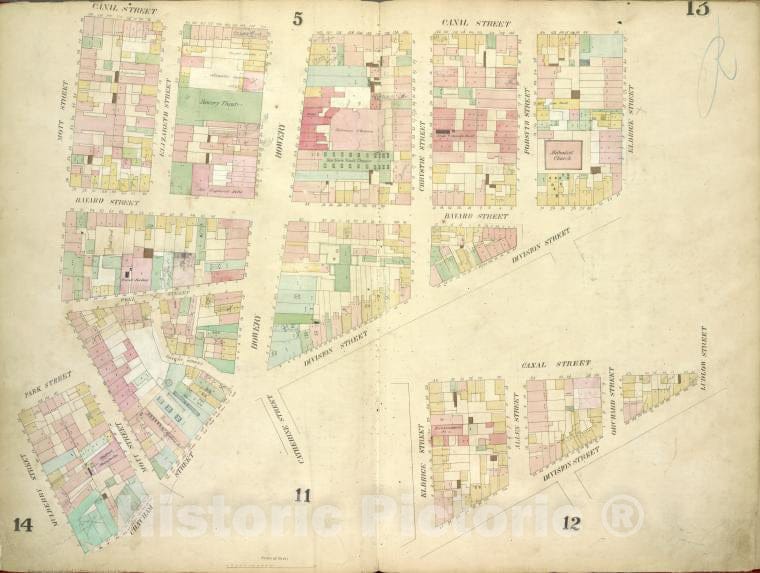 Historic Map - [Plate 13: Map Bounded By Canal Street, Eldrige Street, Division - Atlases Of New York Cityof The City Of New-York [1857-1862] - Vintage Wall Art