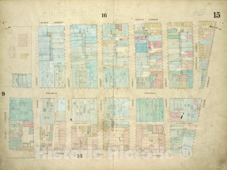 Historic Map - [Plate 15: Map Bounded By Church Street, Canal Street, Elm Stree - Atlases Of New York Cityof The City Of New-York [1857-1862] - Vintage Wall Art