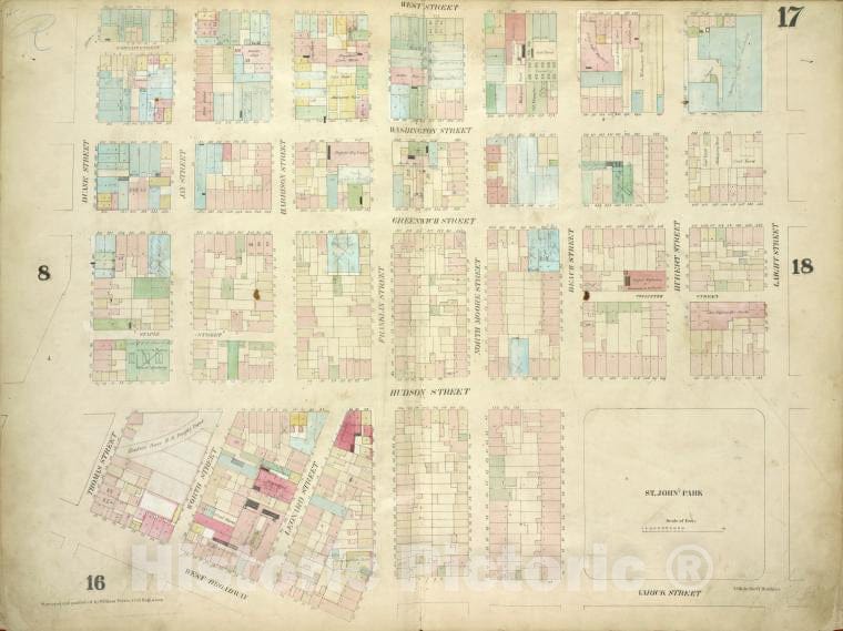 Historic Map - [Plate 17: Map Bounded By West Street, Laight Street, Varick Str - Atlases Of New York Cityof The City Of New-York [1857-1862] - Vintage Wall Art