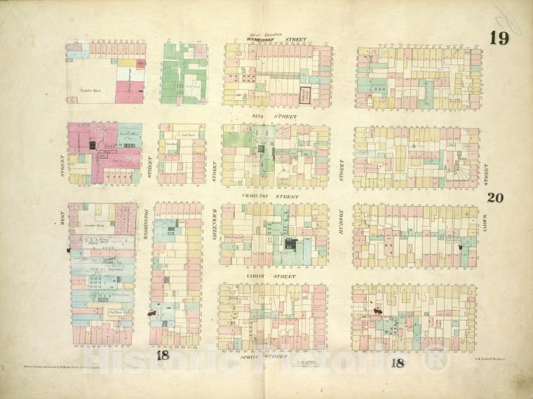 Historic Map - [Plate 19: Map Bounded By West Houston Street, Varick Street, Sp - Atlases Of New York Cityof The City Of New-York [1857-1862] - Vintage Wall Art