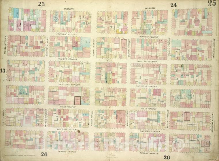 Historic Map - [Plate 25: Map Bounded By Bowery, Rivington Street, Ludlow Stree - Atlases Of New York Cityof The City Of New-York [1857-1862] - Vintage Wall Art