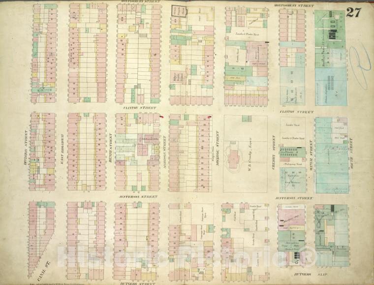 Historic Map - [Plate 27: Map Bounded By Montgomery Street, South Street, Rutge - Atlases Of New York Cityof The City Of New-York [1857-1862] - Vintage Wall Art