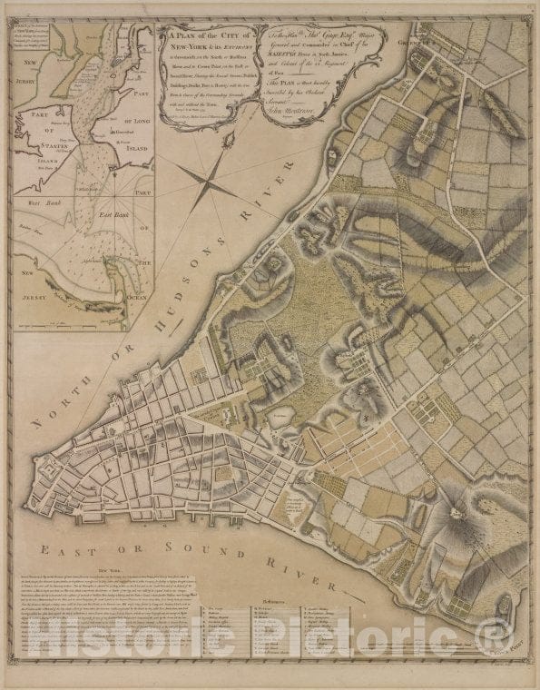 Historic Map - 1766 Manhattan (New York, N.Y.), Plan Of New York City Of New-York And Its Environs To Greenwich .Town. Survey'D In The Winter, 1775 - Vintage Wall Art