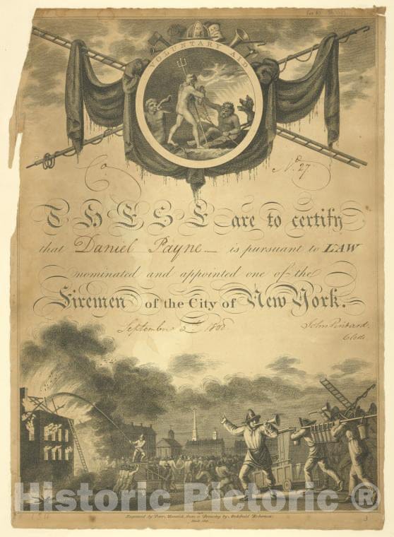 Historic 1807 Map - These Are To Certify That Daniel Payne Is Pursuant To Law, Nom - New York (State) - New Yorkthe Eno Collection Of New York City Views. - Vintage Wall Art