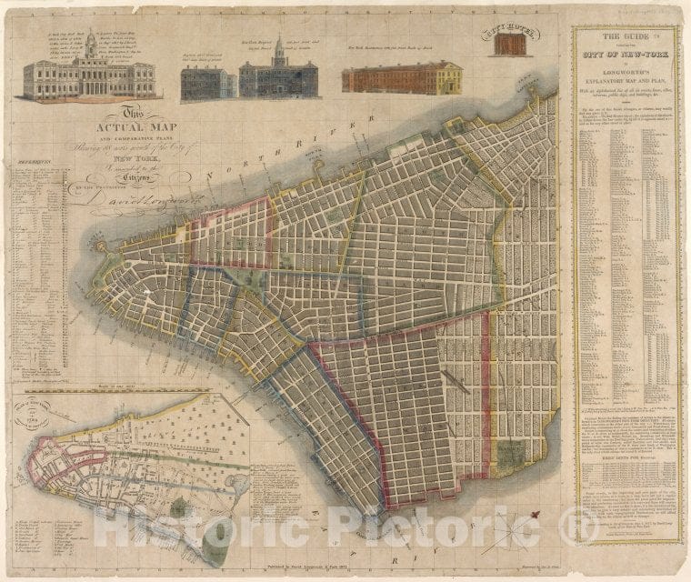 Historic 1817 Map - Map Of New York; Entered 1817 - New York (State) - New York - New York (N.Y.) The Eno Collection Of New York City Views. - Vintage Wall Art