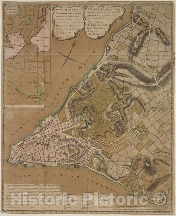 Historic Map - 1775 Plan Of New York City Of New-York And Its Environs To Greenwich - Vintage Wall Art