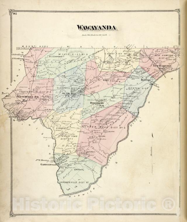 Historic 1875 Map - Wawayanda [Township] - Orange County (N.Y.) - New York (State) - Orange County Atlases Of The United States - County Atlas Of Orange, New York - Vintage Wall Art