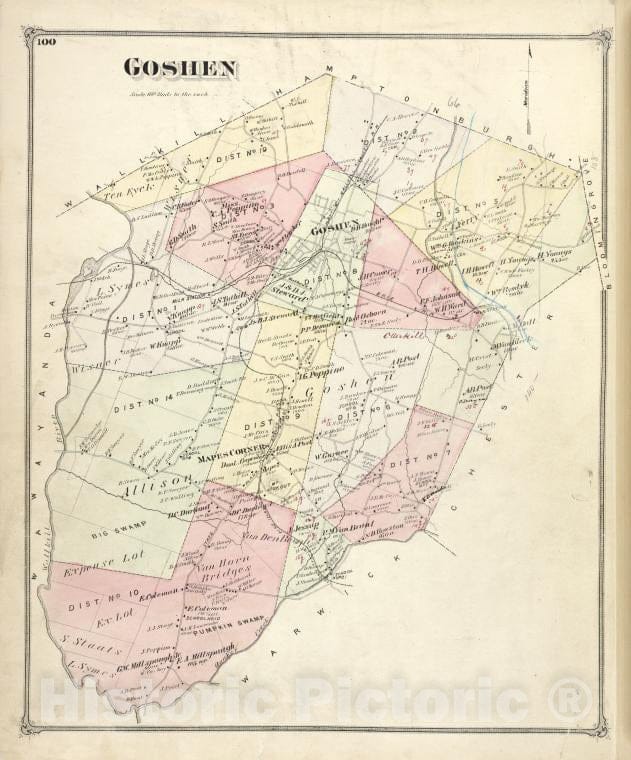 Historic 1875 Map - Goshen [Township] - Orange County (N.Y.) - New York (State) - Orange County Atlases Of The United States - County Atlas Of Orange, New York - Vintage Wall Art