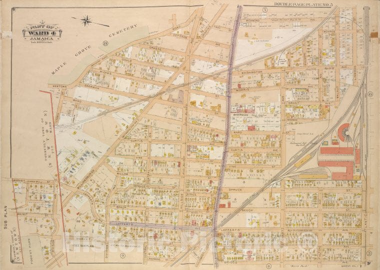 Historic Map - 1907 Queens, Sub Plan; [Division Ave; Including Market St, Church St, Richmond Hill St, Drive, Walnut St.]; - Vintage Wall Art