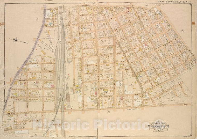 Historic Map - 1907 Queens, New York (N.Y.) Ward 4, Jamaica; [Rockaway Turnpike, Vanderbilt, Foley, Campion, Rose, Mc.Auley, Van Wyck, Lester, Agnolia, Johnson - Vintage Wall Art