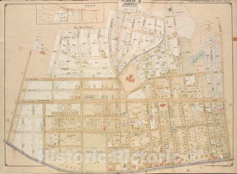 Historic Map - 1907 Queens, Sub Plan;[Flushing Ave, Grand Ave, Briarwood Road; - Vintage Wall Art