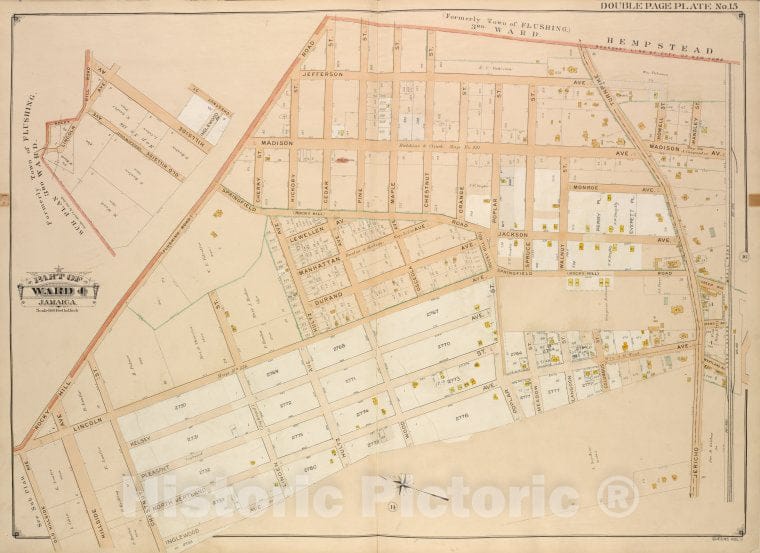 Historic Map - 1907 Queens, Sub Plan; Formerly Town Of Flushing 3Rd Ward; [Rocky Ave, Lincoln Ave, Hill Road, Old Hillside Ave, Hillside Ave.]; - Vintage Wall Art