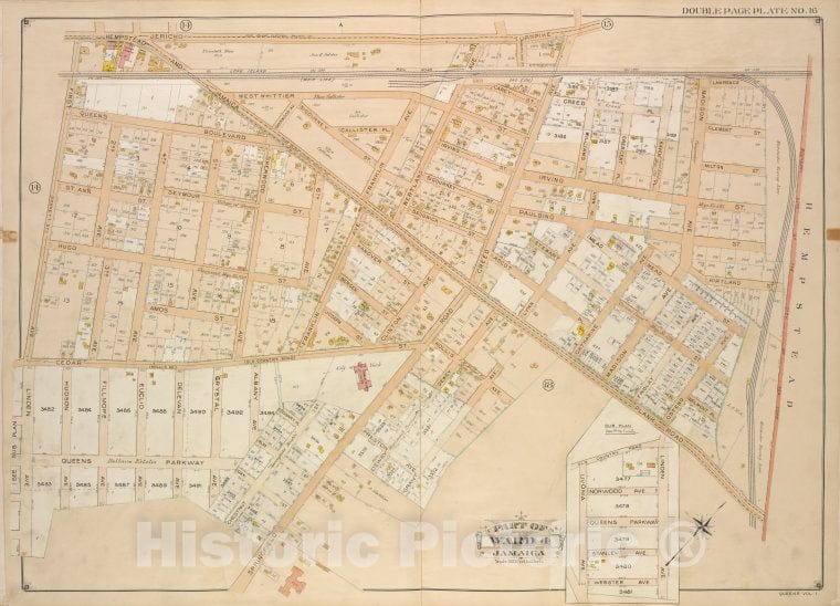 Historic Map - 1907 Queens, New York (N.Y.) Ward 4; Jamaica; [Jericho Turnpike, Hempstead And Jamaica Plank Road, First, Queens Boulevard, 2Nd, 3Rd, 4Th, 5Th - Vintage Wall Art