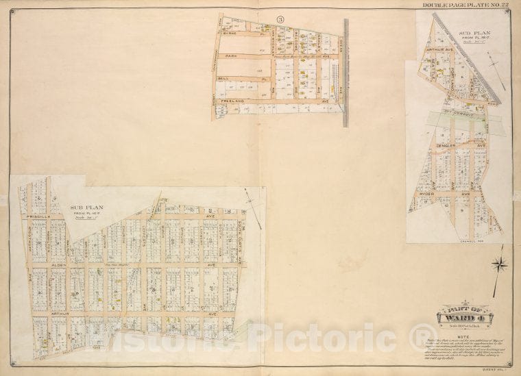 Historic Map - 1907 Queens, New York (N.Y.) Ward 4; [Road To Landing, Ocean ; Including Freeland .]; Sub Plan From Plate No. 17; [New York And Rockaway Beach R.R - Vintage Wall Art