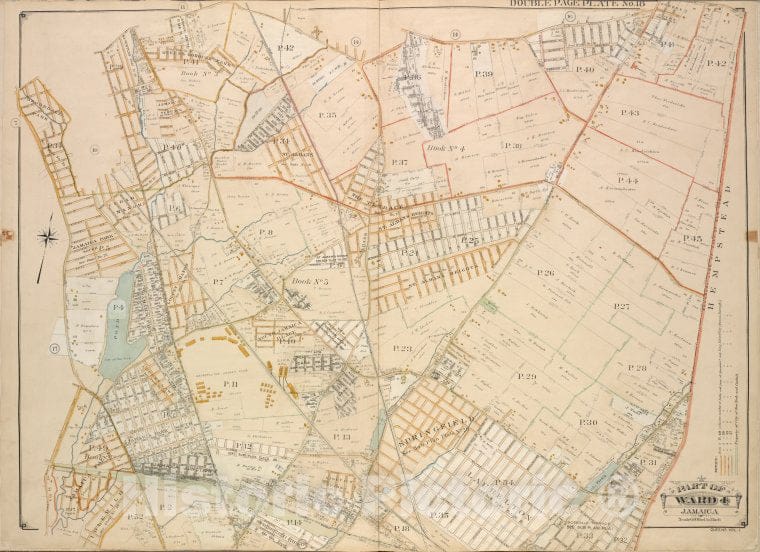 Historic Map - 1907 Queens, New York (N.Y.) Ward 4; Jamaica; [South, Country Road, Old Country Road, Jamaica Plank Road; Including Boundary Line Of City Of New York, Vintage Wall Art