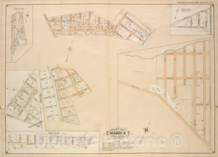 Historic Map - 1907 Queens, New York (N.Y.) Ward 4; Jamaica; Sub Plan; [Merrick Road, Cumberland, Carmen Pl, Highview Pl, Highview, South ; Including Merrick Plank - Vintage Wall Art