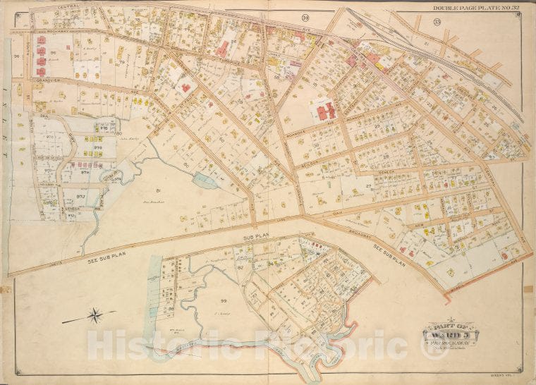 Historic Map - 1907 Queens, New York (N.Y.) Ward 5; Farrockaway; [Central, Crescent, Mc. Neil ; Including Broadway Jarvis Lane, South ]; Sub Plan - Vintage Wall Art