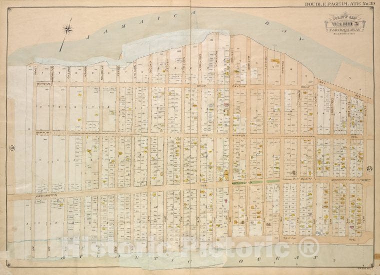 Historic Map - 1907 Queens, New York (N.Y.) Ward 5; Farrockaway; [Park, Southampton, Ostend, Dover, Brighton, Essex, Norfolk, Oxford, Henley, Suffolk, Dennison, Monta - Vintage Wall Art