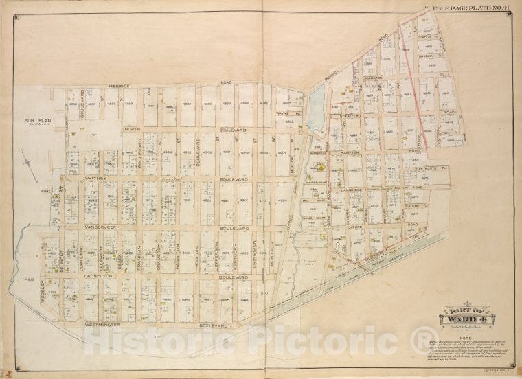 Historic Map - 1907 Queens, New York (N.Y.) Ward 4; [Merrick Road, Road To Wrights Mill, Hampton Road, Darmouth Road, Cam Bridge Road, Calumet Pl, Oxford Road, Gilde - Vintage Wall Art