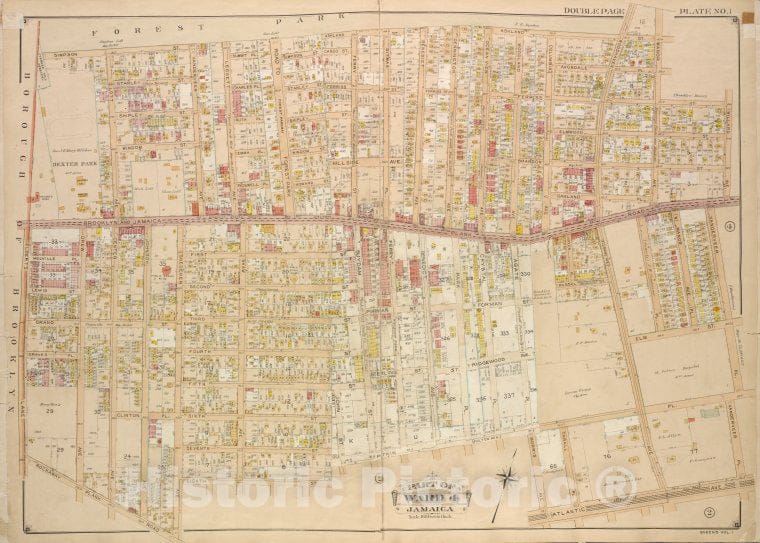 Historic Map - 1907 Queens, New York (N.Y.) Ward Four, Jamaica; [Borough Of Brooklyn, Forest Park, Lott, Vanerveer, Leggett, Road To Forest Park, Hill Side - Vintage Wall Art