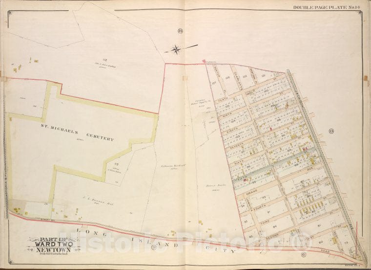 Historic Map - 1908 Queens, Vol. 2, No. 14; Part Of Ward Two Newtown; [Hunter Pl, Charlotte, Newtown Pl; Jackson, Bowery Bay Road, Astoria And Flushing Turnpike - Vintage Wall Art