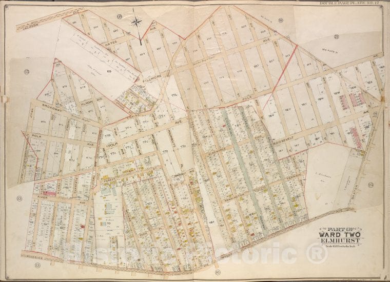 Historic Map - 1908 Queens (New York, N.Y.), Jackson Ave, 12Th St 13Th St 14Th St 15Th St 16Th St 17Th St 18Th St 19Th St 20Th St 21St St 22Nd Sr, 23Rd St 24Th St - Vintage Wall Art