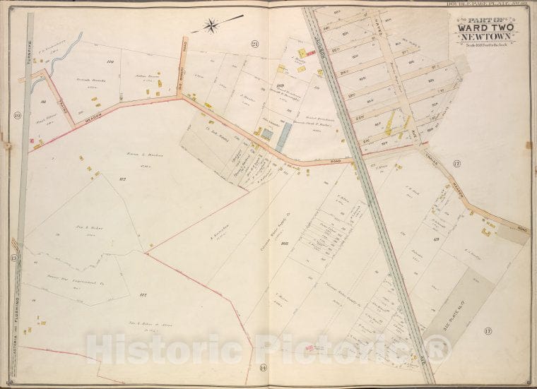 Historic Map - 1908 Queens (New York, N.Y.), Trains Meadow Road, Old Bowery Road, Jackson Ave; Including 26Th St 25Th St 24Th St 23Rd St 22Nd St 21St St Haye - Vintage Wall Art