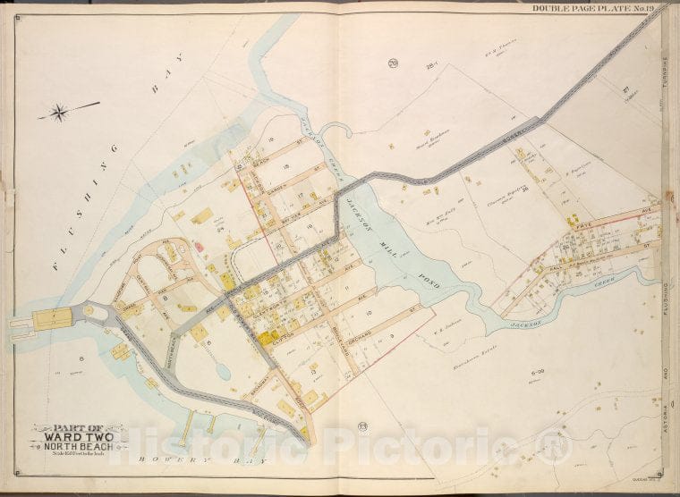 Historic Map - 1908 Queens (New York, N.Y.), Flushing Bay, Beach St Jackson Creek, Old Bowery Road, Astoria And Flushing Turnpike; Including Bowery Bay, Grand Boul - Vintage Wall Art