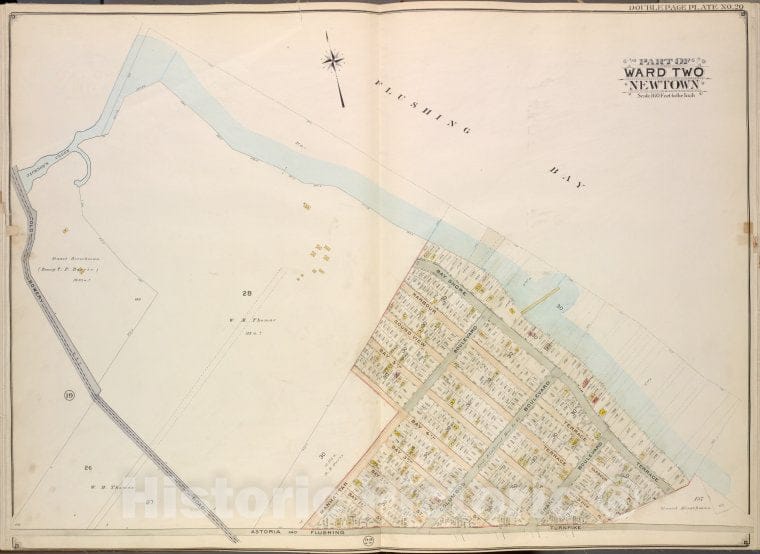 Historic Map - 1908 Queens (New York, N.Y.), Flushing Bay, Bay Shore Terrace, Harbour; Sound View, Astoria And Flushing Turnpike, Old Bowery, Jackson'S Creek, Vintage Wall Art