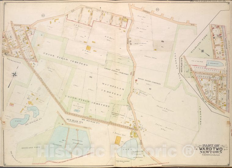 Historic Map - 1908 Queens (New York, N.Y.), Cooper Ave, Fresh Pond Road, Cypress Hills Road; Including Fairmount St Park Pl, Prospect St.No. 1; - Vintage Wall Art