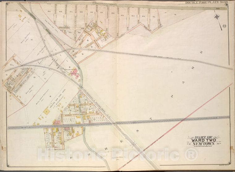 Historic Map - 1908 Queens, Ward Two Newtown, Metropolitan (Williams Burg Turnpike), Newtown And Jamaica, Myrtle, Trotting Course Lane, O - Vintage Wall Art