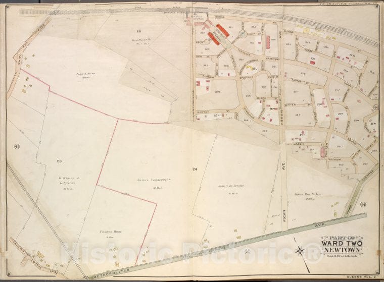 Historic Map - 1908 Queens (New York, N.Y.), Burns St Underwood Road, Ridgeway Road, Upton St Union Turnpike, Metropolitan Ave. (Williamsburg Turnpike), Trotting - Vintage Wall Art