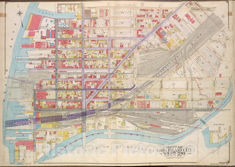 Historic Map - 1908 Queens, Part Of Long Island City Ward One (Part Of Old Ward 1) Sub Plan; [Pier St, River St, Vintage Wall Art