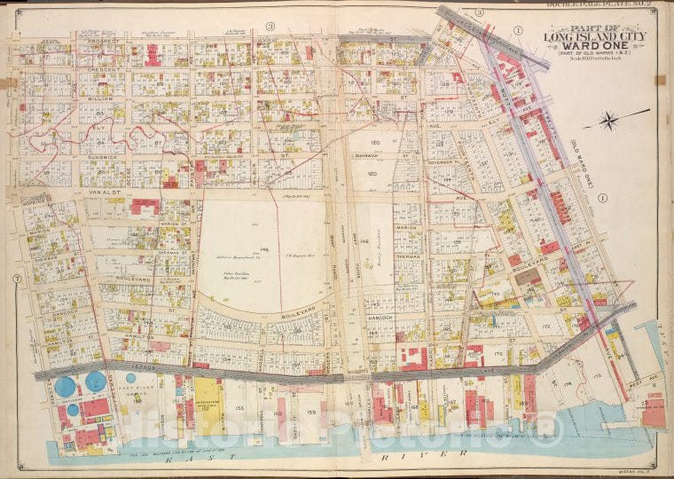 Historic Map - 1908 Queens, Part Of Long Island City Ward One (Part Of Old Ward 1& 3). [Webster Ave, Freeman Ave. - Vintage Wall Art