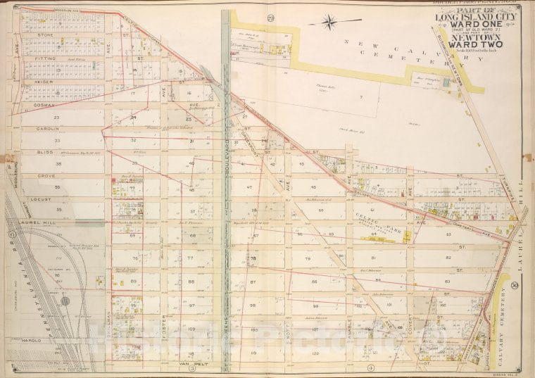 Historic Map - 1908 Queens, Part Of Long Island City Ward One (Part Of Old Ward 2) And Part Of Newtown Ward 2. - Vintage Wall Art