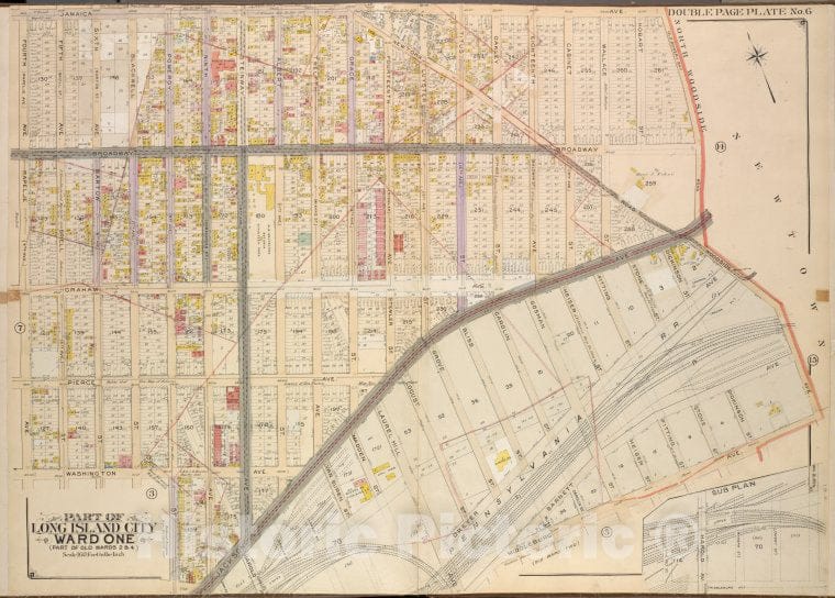 Historic Map - 1908 Queens, Vol. 2, Double Page No. 6; Part Of Long Island City Ward One (Part Of Old Ward 2 & 4) - Vintage Wall Art