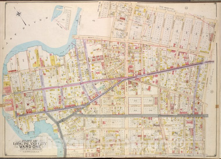 Historic Map - 1908 Queens, Vol. 2, Double Page No. 8; Part Of Long Island City Ward One (Part Of Old Wards 4 & 5) - Vintage Wall Art