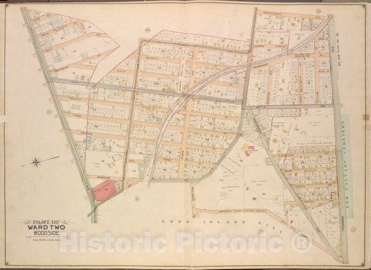 Historic Map - 1903 Queens County, New York (N.Y.), Queens, Ward Two Woodside; Jackson, Solon, Mecke, Kelly, Townsend; Greenpoint, Thomson, Astoria Road (Celtic) - Vintage Wall Art