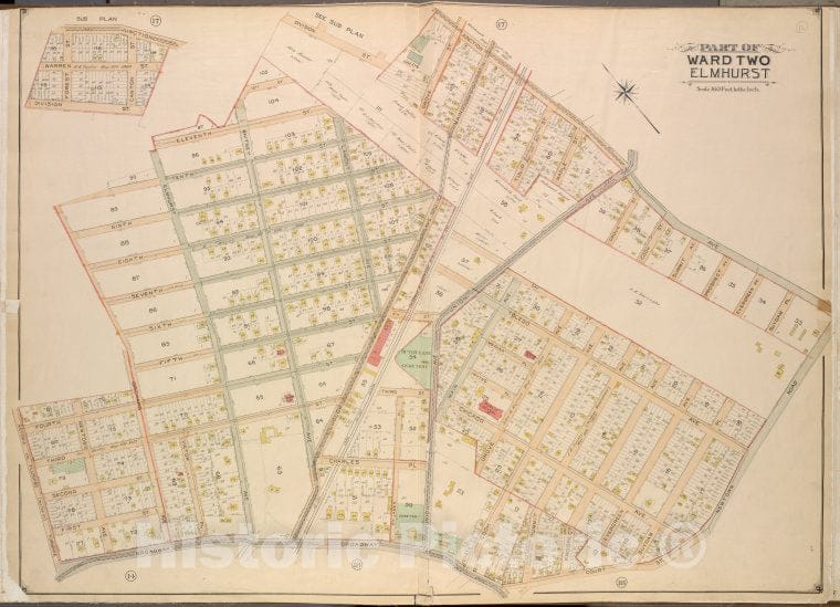 Historic Map - 1903 Queens County, New York (N.Y.) Queens, Ward Two Elmhurst; Division, Junction, Newtown Road, Court, Broadway, Astoria - Vintage Wall Art