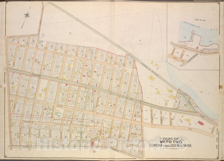 Historic Map - 1903 Queens County, New York (N.Y.), Queens, Ward Two Corona And Louona Park; Old Bowery Road, Flushing And Astoria Road, Coddington Pl. - Vintage Wall Art