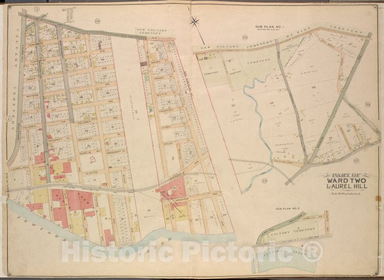 Historic Map - 1903 Queens County, New York (N.Y.) Queens, Laurel Hill; Newtown, Berlin, Newtown Creek; Laurel Hill, Laurel Hill ; Sub Plan No. 1; Newtown - Vintage Wall Art