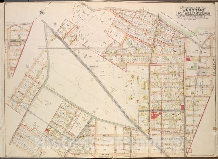 Historic Map - 1903 Queens County, New York (N.Y.) Queens, East Williamsburgh (Evergreen, Ridge Woodheights, Germaniaheights), (St. James Park And Glendale) - Vintage Wall Art