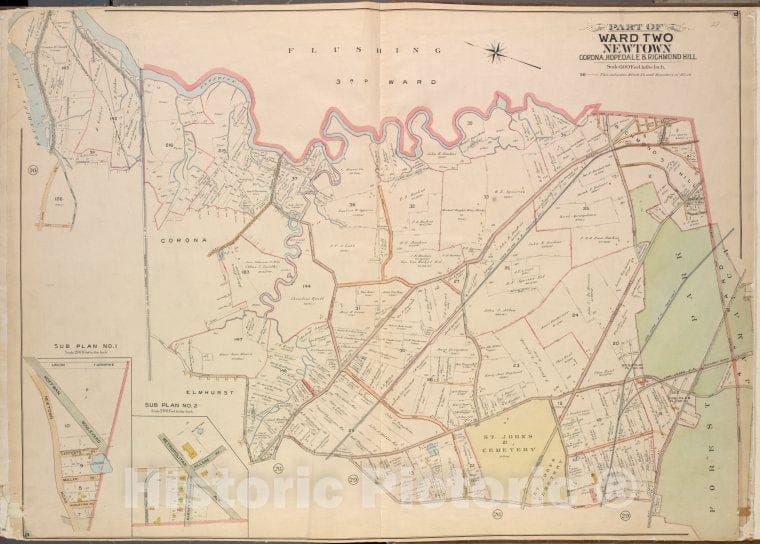 Historic Map - 1903 Queens County, New York (N.Y.), Queens, Ward Two Newtown, Corona, Hopedale And Richmond Hill; Flushing Creek, Old Town Of Jamaica And Newtown - Vintage Wall Art