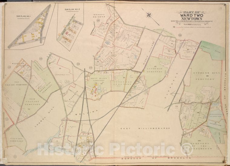 Historic Map - 1903 Queens County, New York (N.Y.) Queens, Ward Two Newtown (East Williamsburgh, Melina And Nassau Heights); Rotting Course Lane, Dry Harbor - Vintage Wall Art