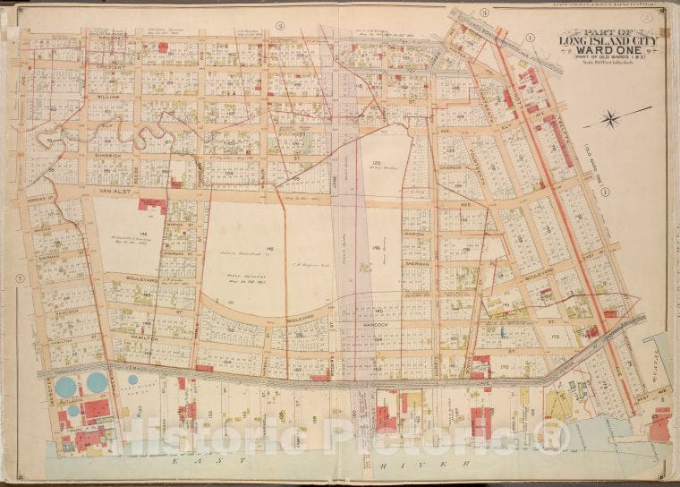 Historic Map - 1903 Queens County, New York (N.Y.), Queens, Ong Island City Ward One (Old Wards One And Three); Prospect, Harris, Jackson, 12Th, Vernon, Division - Vintage Wall Art