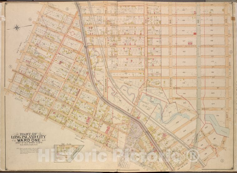 Historic Map - 1903 Queens County, New York (N.Y.) Queens, Long Island City Ward One (Old Wards Two, Three And Four) Van Pelt, Nott, Creek, Meadow, Purves, Hunter - Vintage Wall Art