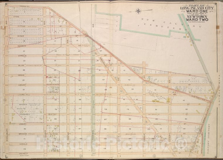 Historic Map - 1903 Queens County, New York (N.Y.) Queens, Long Island City Ward One (Old Ward Two) And Newtown Ward Two; Woodside, Celtic - Vintage Wall Art