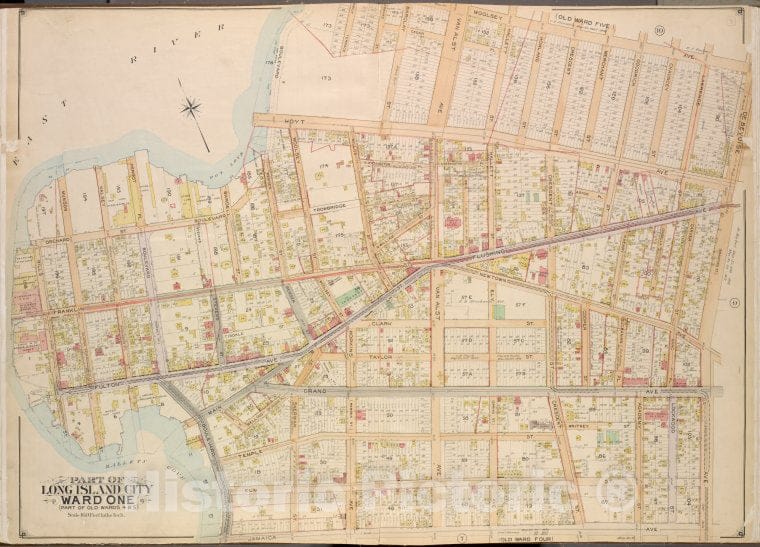 Historic Map - 1903 Queens County, New York (N.Y.) Queens, Long Island City Ward One (Old Wards Four And Five), Emily Terrace, Edmard, Barclay, Woolsey - Vintage Wall Art