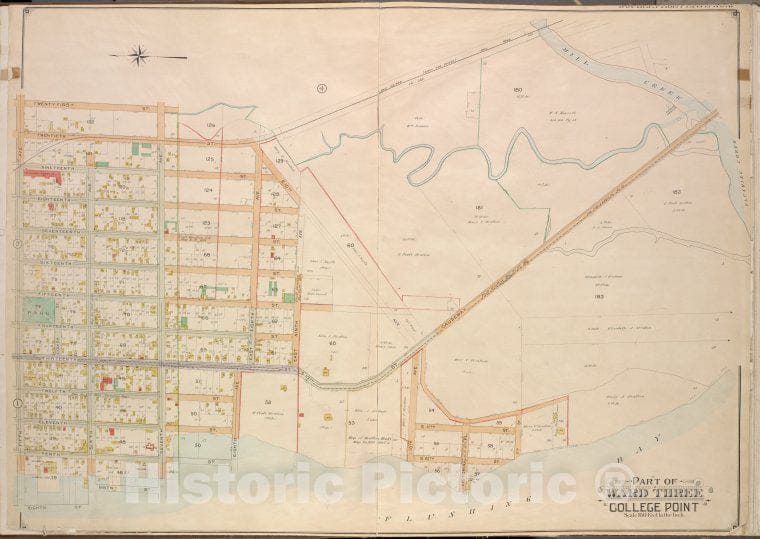 Historic 1908 Updated To 1913 Map - Queens, Vol. 3, Double Page Plate No. 3; Part Of Ward Three Coll - Vintage Wall Art