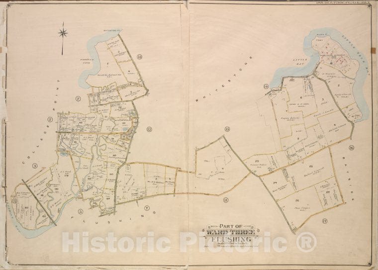 Historic 1908 Updated To 1913 Map - Queens, Vol. 3, Double Page Plate No. 4; Part Of Ward Three Coll - Vintage Wall Art